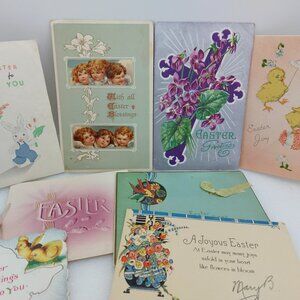 Vintage Ephemera Easter Cards & Postcards 1909 Handwritten Crafts Junk Journals